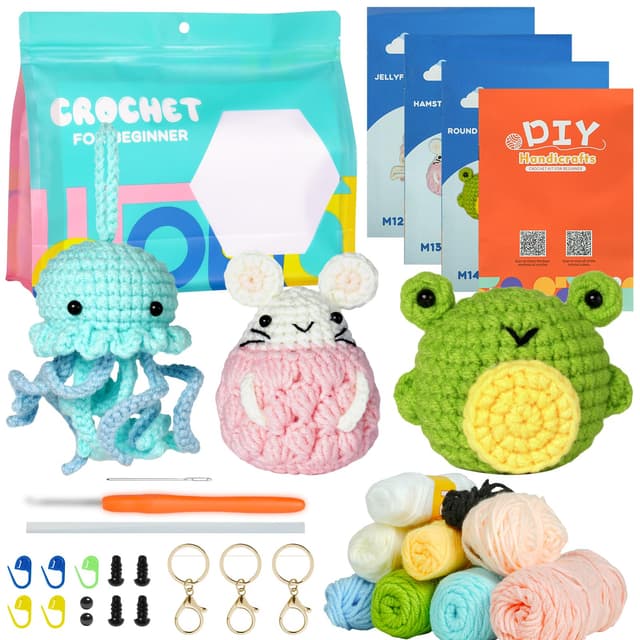 🐸 AUAUY Häkelpaket für Anfänger - Tier Häkelpaket und Starter-Kit