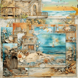 Vintage Scrapbook Papier: Meer Strand Dekor 🌊