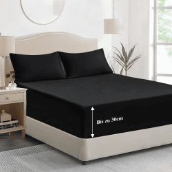 Tifschlaf Spannbettlaken 160x200cm Schwarz Bettlaken - Spannbetttuch 160x200 🛏️