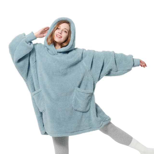BEDSURE Hoodie Decke mit Ärmeln - Kuschelpullover als Geschenke für Frauen - Tragbare Decke zum Anziehen Erwachsene Kuscheldecke mit Ärmeln Weich Warm Geschenke für Freundin Mütter, Grün 95x85 cm L Kurz 07 Grün