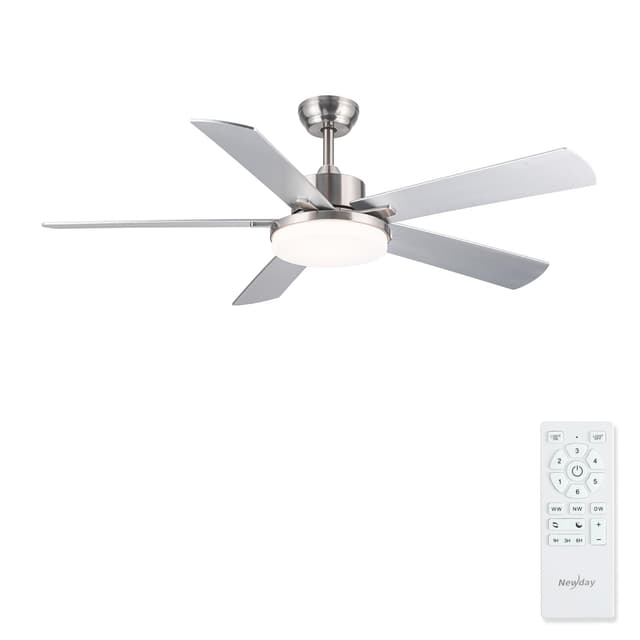 🌬️ Newday Deckenventilator mit Beleuchtung Silber, 107cm Deckenventilator mit Licht und Fernbedienung Leise