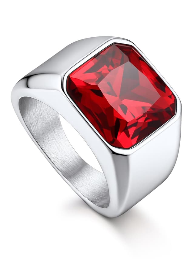 Bandmax Onyx Ring Herren Siegelring Damen Edelstahl Ring mit Stein Schwarz/Rot/Blau/Grün Bandring 12MM breit Herren Schmuck Accessoires