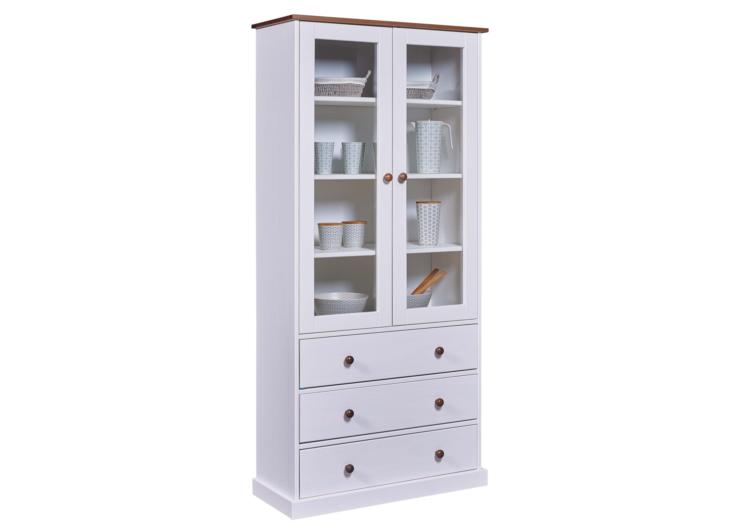 Inter Link Vitrinenschrank im Landhausstil 🌿 90x190x38 cm - Weiß | FSC-zertifiziert