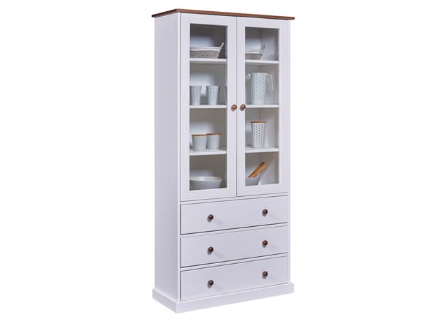 Inter Link Vitrinenschrank im Landhausstil 🌿 90x190x38 cm - Weiß | FSC-zertifiziert