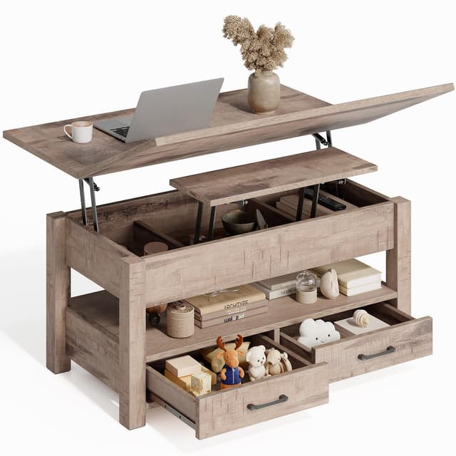 🌟 Rolanstar Höhenverstellbarer Couchtisch mit 2 Schubladen, 100 x 50 cm 🪑