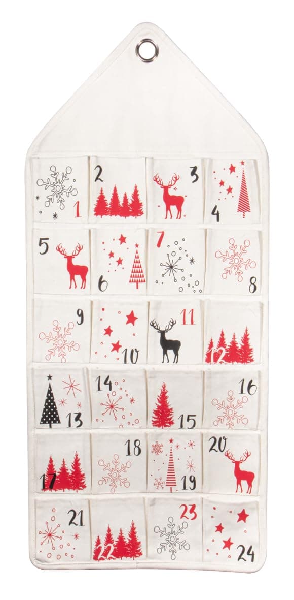 🎄 Rayher Adventskalender zum Hängen, 36 x 82 cm, 24 Stofftaschen 🎁
