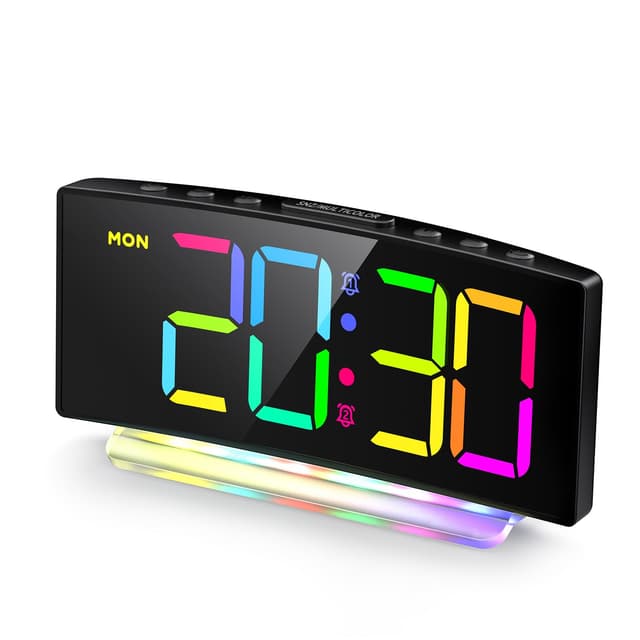HERMIC Wecker Digital LED mit 7 Farben RGB Nachtlicht