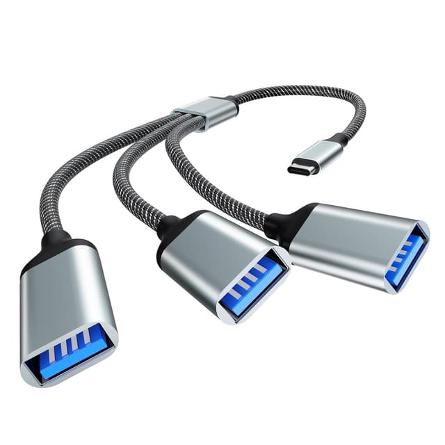 🔌 NEUTYPECHIC USB C Splitter 1 zu 3, Adapter Tipo C Stecker zu USB A 2.0 Buchse Kabel, USB y Kabel für OTG, Datenübertragung, Port Extender Power Verteiler für MacBook, Pro iMac PS4 Surface PC Samsung grau