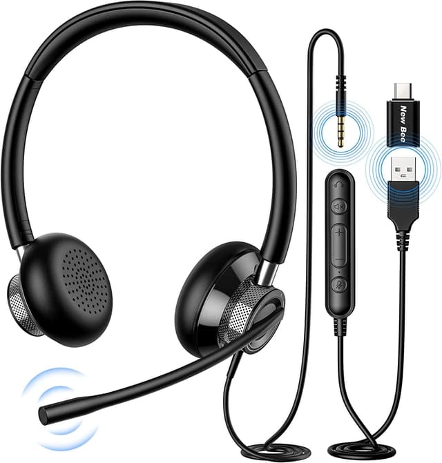 🎧 New Bee Headset PC Computer Headset mit Mikrofon - Business Headsets für effiziente Kommunikation 👨‍💼📞