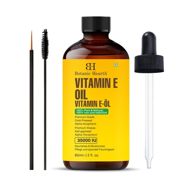 Botanic Hearth Vitamin E Öl | 100% rein & natürlich | 35.000 IE | Für Nägel, Haare, Augenbrauen & Wimpern | Inkl. Bürste | Haar- & Körperöl | 2 Fl Oz 🌿🌟