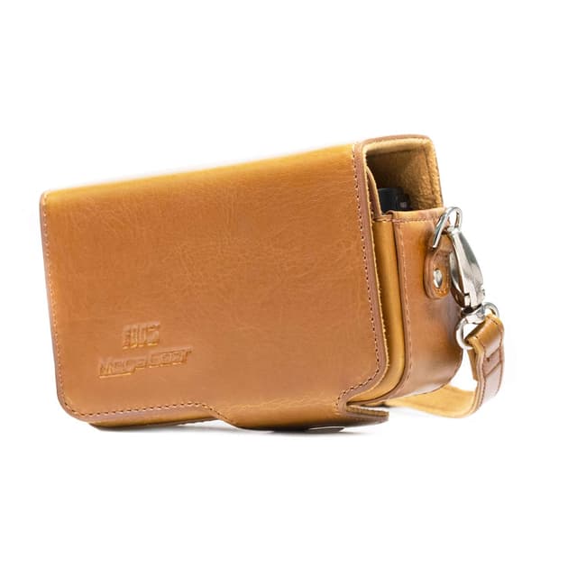 MegaGear Leder Kameratasche mit Trageriemen für Sony Cyber-Shot DSC-HX95, DSC-HX99, DSC-HX80, DSC-HX90V, DSC-WX500 Braun 📸👜