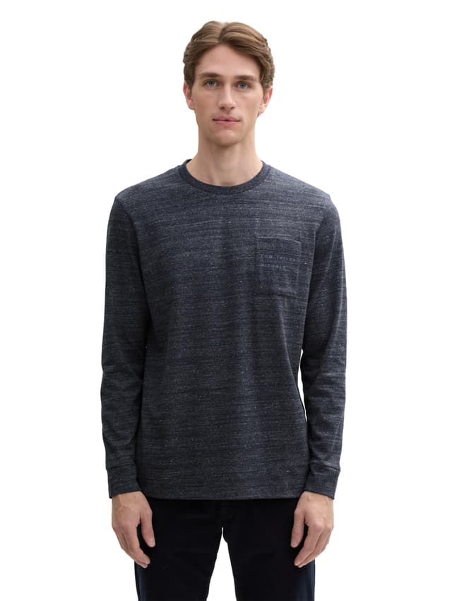 👕 TOM TAILOR Herren Longsleeve mit Brusttasche XL 10668 - Sky Captain Blue 🌟