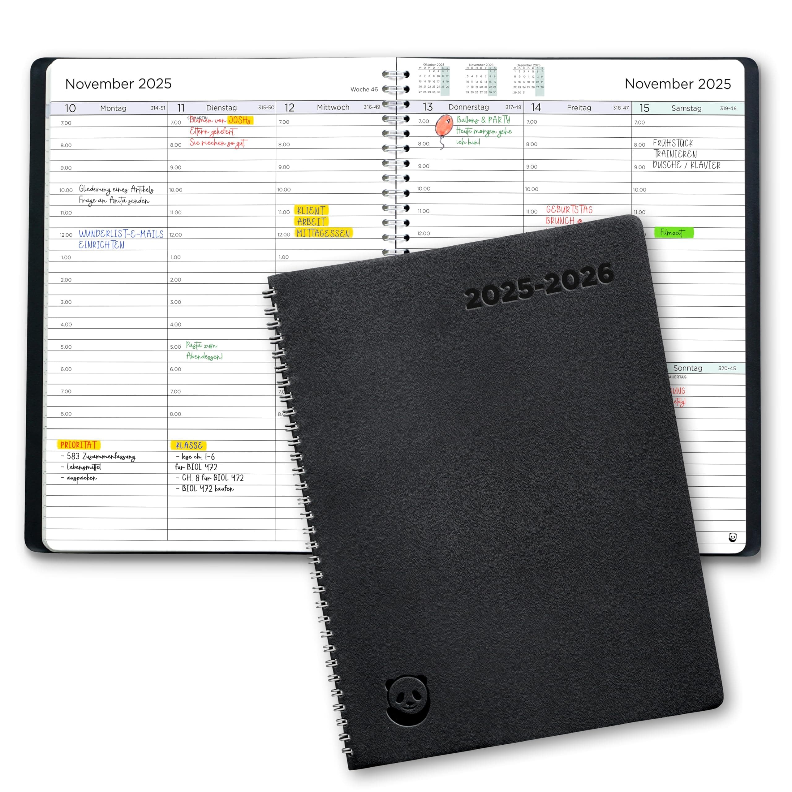 📅 SmartPanda Terminplaner 2025 2026 - Wochenplaner A4 🐼