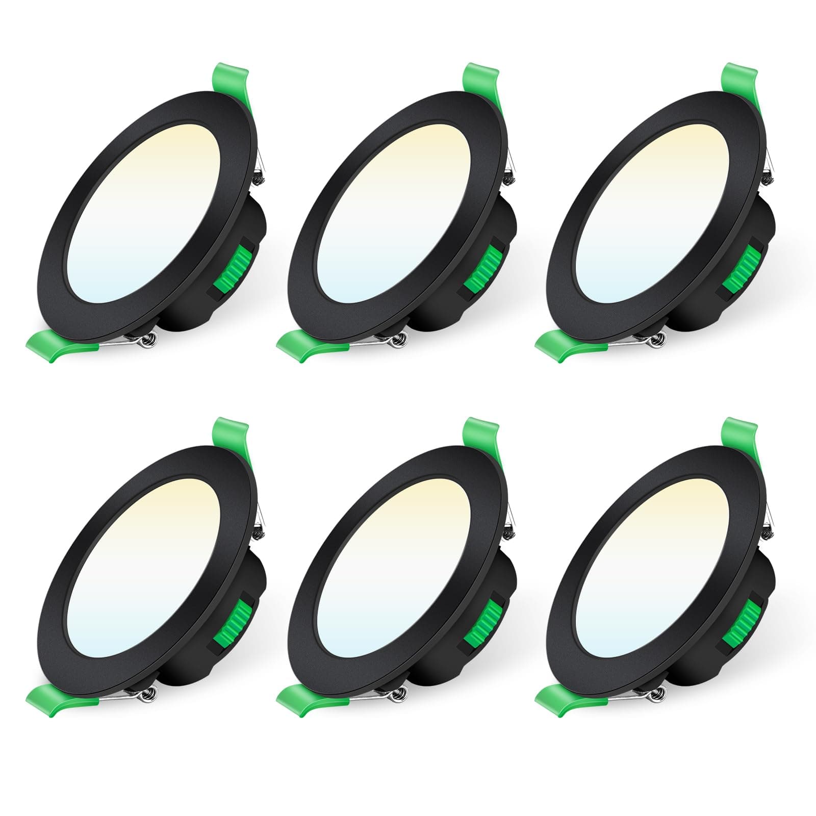 ALUSSO LED Einbaustrahler 230V Schwarz Dimmbar Flach 68mm 7W IP44 LED Spots 6er Set