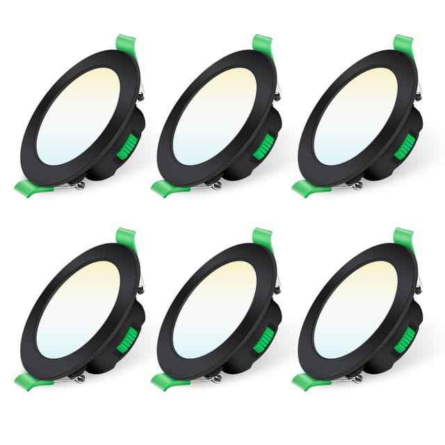 ALUSSO LED Einbaustrahler 230V Schwarz Dimmbar Flach 68mm 7W IP44 LED Spots 6er Set
