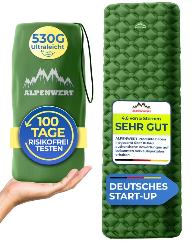 ALPENWERT® Isomatte Outdoor - Ultraleicht & Klein 🏕️ Perfekt für Camping & Wandern