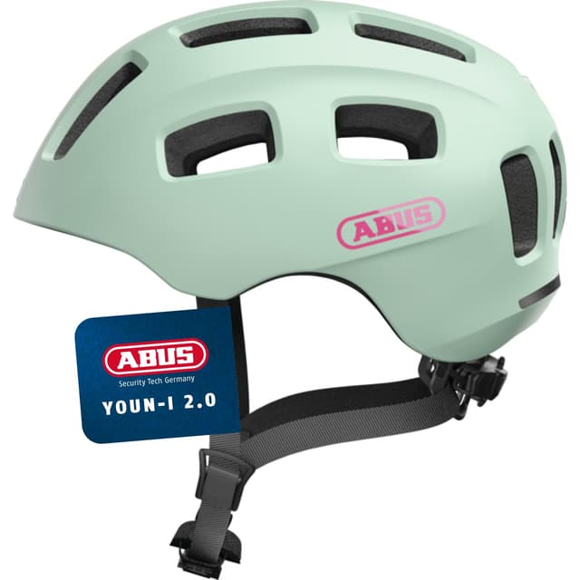 🚴 ABUS Fahrradhelm Youn-I 2.0 mit Licht für Kinder, Jugendliche und junge Erwachsene M (52-57 cm) Mint (iced mint) 🌟