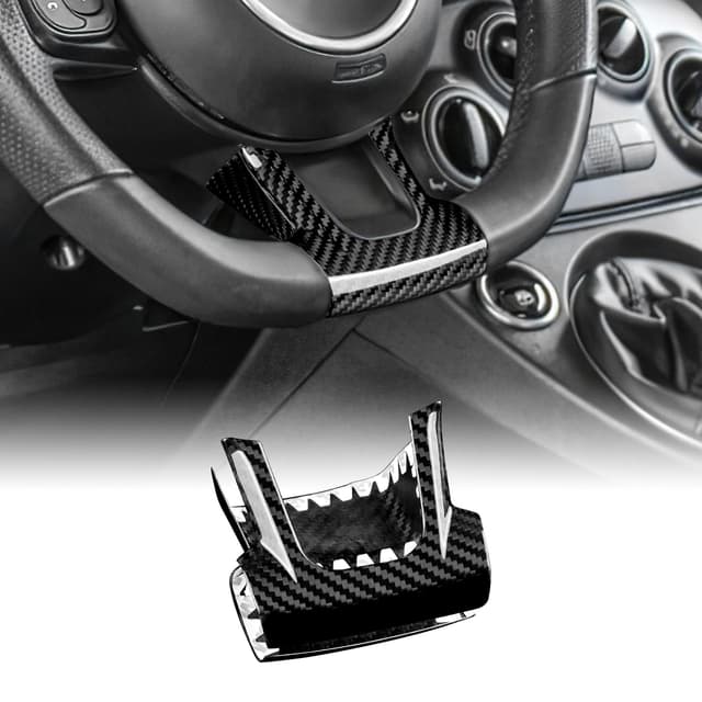 🚗 KUNGKIC Hartkohlefaser Auto Lenkrad Kinn äußere Abdeckung Sticker für FIAT 500 Abarth 595 2008-2023 Zubehör 🎁