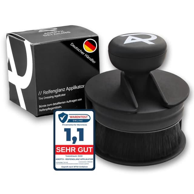 ADEPTX DETAILING Reifenglanz Applikator Bürste - Premium Soft-Touch Oberfläche (Schwarz, Matt)