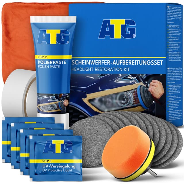 ATG® Scheinwerfer Aufbereitung Set 🚗💡 - Auto Scheinwerfer Polierset
