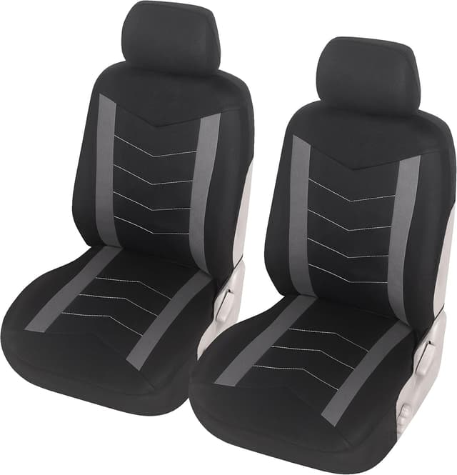Upgrade4cars Autositzbezüge Set für die Vordersitze Grau | Auto-Schonbezüge Universal Schwarz Auto-Sitzbezug Sommer Winter
