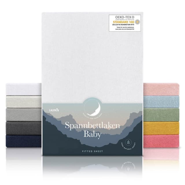 👶 Laleni Jersey Spannbettlaken Baby - Oeko-TEX zertifiziertes 70x140 Bettlaken für Kinderbett - Kinderbettwäsche aus 100% Baumwolle in Weiß 👶