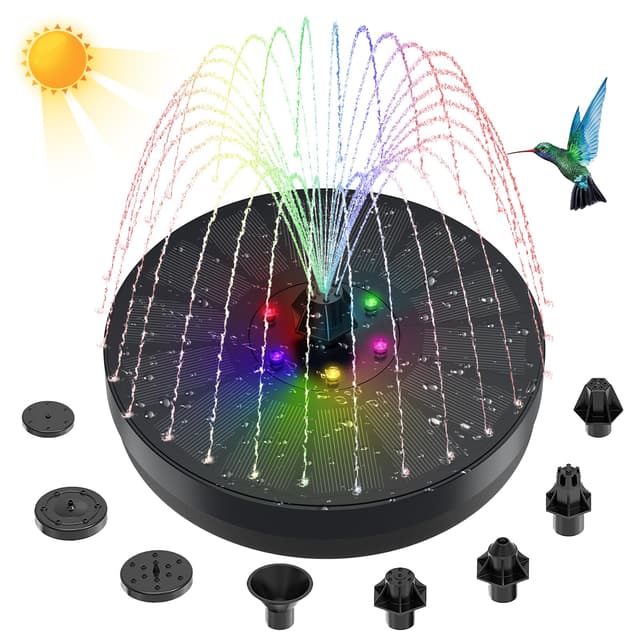 Solar Springbrunnen mit LED Lichtern und Wassersprühmodi
