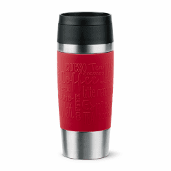 Emsa N20204 Travel Mug Classic Isolierbecher 0,36 Liter | 🌟Neuer Komfort-Schraubverschluss🌟 | Edelstahl | 4h heiß und 8h kalt | 100% dicht | spülmaschinenfest | 360°-Trinköffnung | Dunkelrot