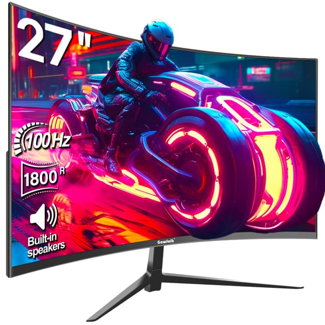 Gawfolk Curved Monitor 27 Zoll 100Hz mit Lautsprecher 1080P