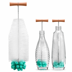 Vinlley 35cm Bürste mit Ergonomischem Griff & Grüner Schwamm - Reinigung für Sodastream-Glasflaschen