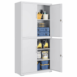 🔒🗄️ SONGMICS Aktenschrank mit 4 Türen und 5 Ebenen - Mattgrau OMC016G01