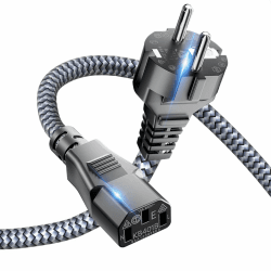 Goalfish Netzkabel 1m Nylon-Geflecht Universale Stromkabel - Grau