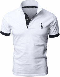 🦒 GNRSPTY Poloshirt Herren Kurzarm Giraffe Stickerei T-Shirt M-3XL XL Weiß