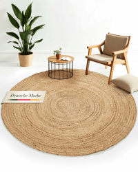 Handgewebter Juteteppich Nele Beige Ø 120 cm | Boho Style Teppich
