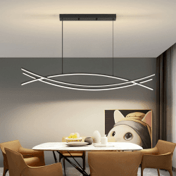 Mikeru 120CM Verstellbare Pendelleuchte - Schwarz Moderne LED Pendelleuchte