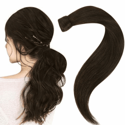 🌟 Easyouth Remy Ponytail Echthaar Wrap Around Ponytail Extensions Dunkelbraun Zopf Extension Echthaar Naturlich Braun 40 cm 80g #2 40 cm 1-33 PY#2