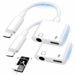 2Pc Apfel Kopfhörer Adapter, 2 In 1 Auf 3,5 Mm Kopfhörer Jack Aux Audio Adapter