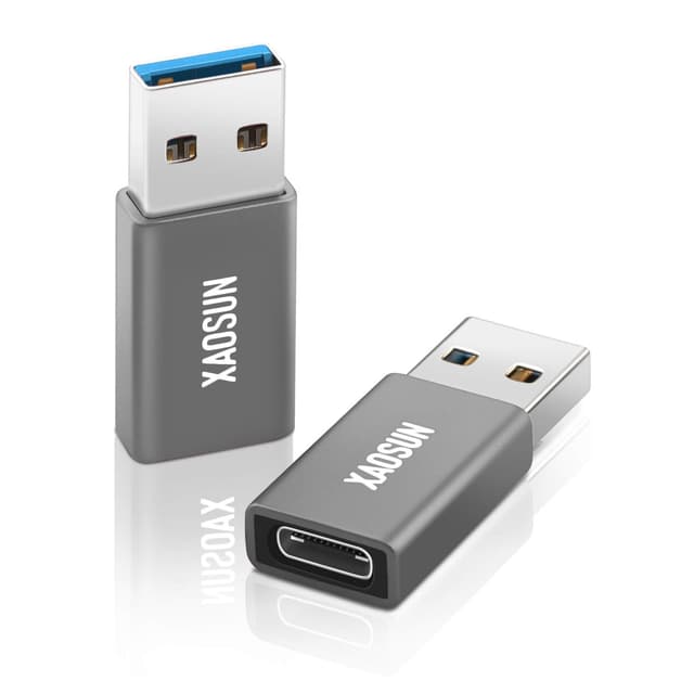 🚀 XAOSUN 10Gbps USB auf USB C Adapter,100W Typ A auf Typ C,USB3.1 Gen2 & PD Schnellladung Kompatibel mit iPhone 15/16 Pro, Airpods, iPad, Galaxy, PC, Auto,Powerbank (2 Stück) Grau