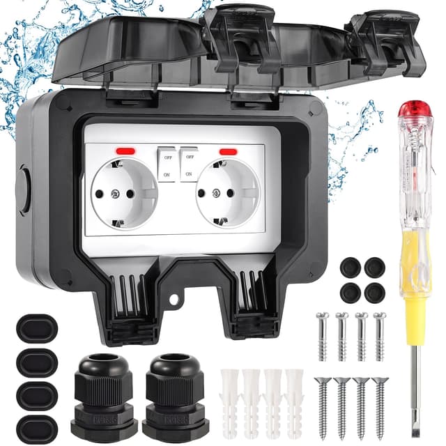 🌿🔌 Aussensteckdose Wasserdicht IP66 mit Schalter Kontrollleuchte 🏡💧