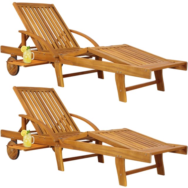 Casaria® 2X Sonnenliege Holz Klappbar 🌞 Gartenliege Akazie