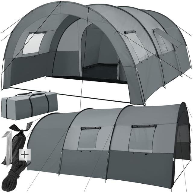 🏕️ Tectake® Tunnelzelt für 6 Personen - Familienzelt mit UV-Schutz 🌞
