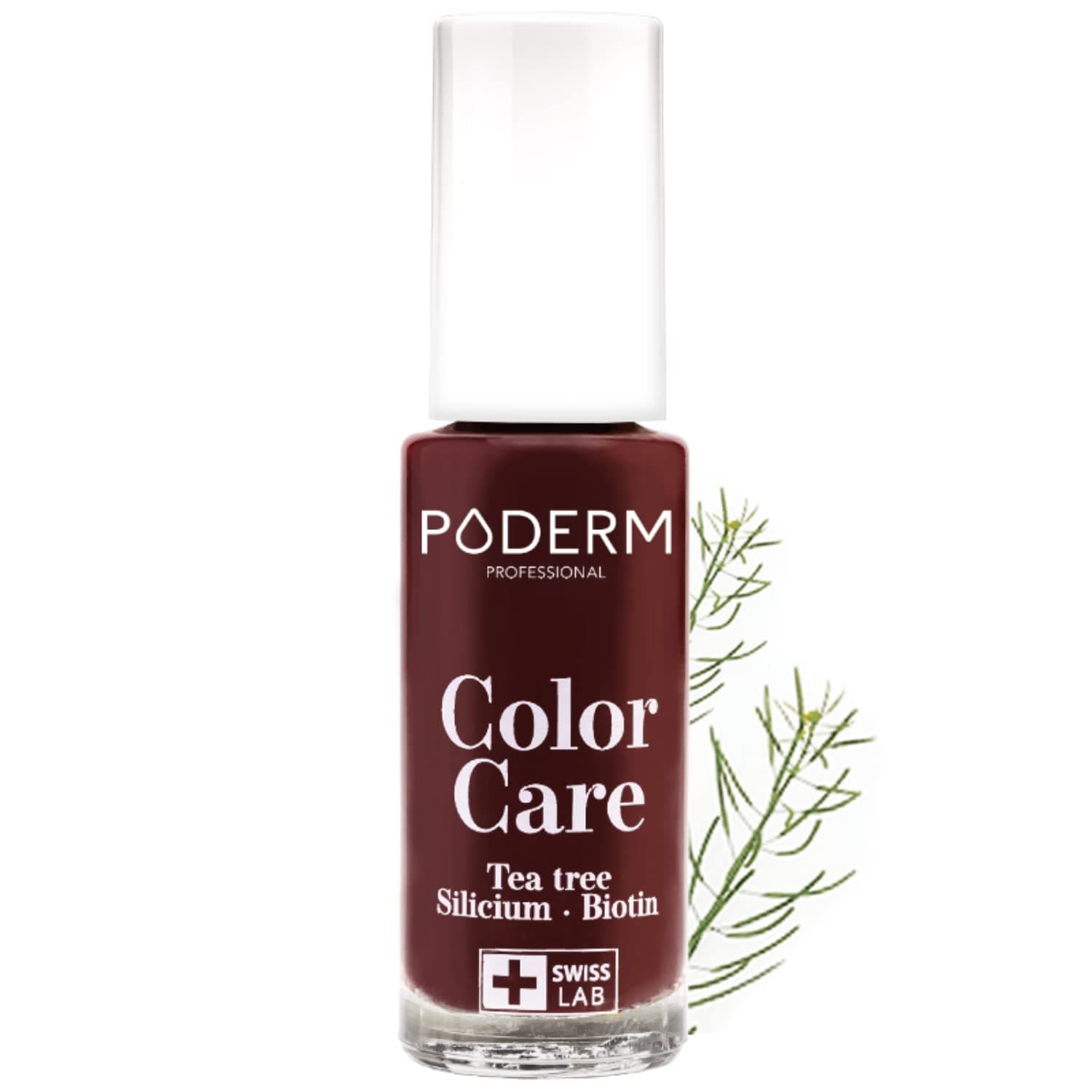 PODERM - Nagellack TEA TREE FÜR NAGELPILZ - GELBE/BESCHÄDIGTE NÄGEL BEHANDELN - 2 IN 1 PFLEGE - EINZIGARTIGE FORMEL - Dunkelrot 💅🇨🇭