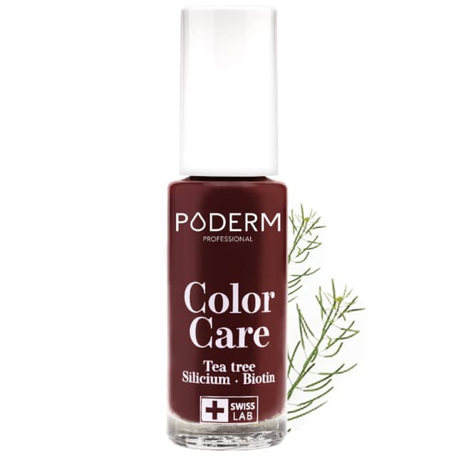 PODERM - Nagellack TEA TREE FÜR NAGELPILZ - GELBE/BESCHÄDIGTE NÄGEL BEHANDELN - 2 IN 1 PFLEGE - EINZIGARTIGE FORMEL - Dunkelrot 💅🇨🇭