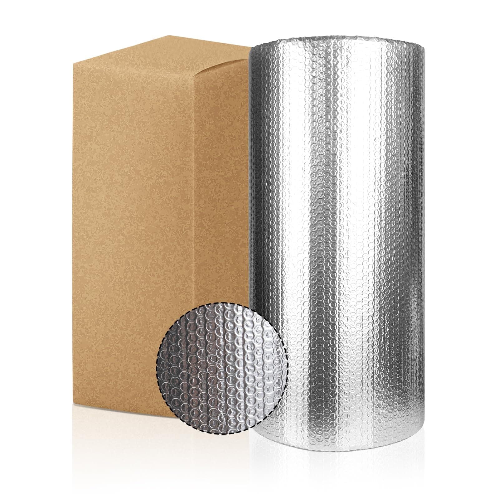 Dripex Aluminisierte Isolierfolie Dämmfolie Doppelte Alu-Luftpolsterfolie Dachisolierung 4-5mm Isolierungsfolie Wärmehaltung (1.0x15m - 15㎡) Aluminisierte/Doppelte Blase 1.0x15m - 15㎡ Deal 🌟