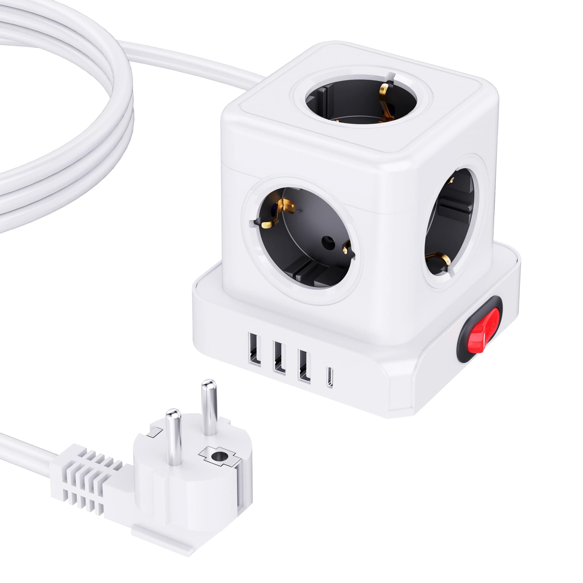 5 Fach Steckdosenwürfel & Steckdosenleiste Cube mit USB 📱🔌