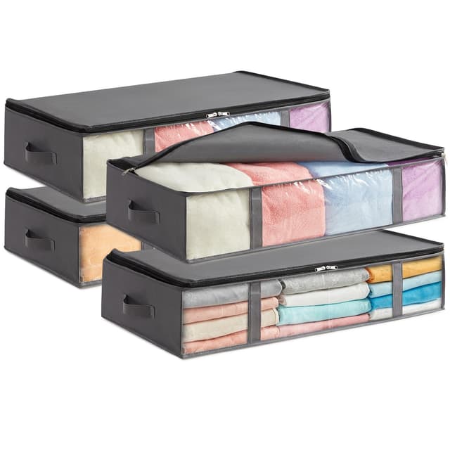 🌟 Super Deal! Lifewit 4 Stück Unterbettkommode Aufbewahrungstasche 90L Grau