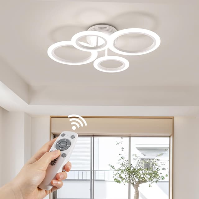 RUYI Moderne LED Deckenleuchte Dimmbar mit Fernbedienung 4 Ring Deckenleuchte 48W 4400LM 🌟
