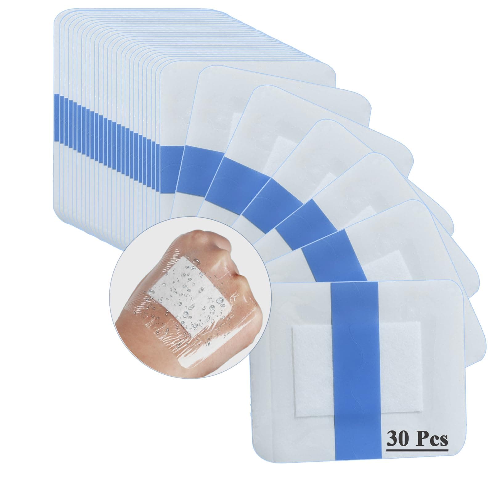 🌊 30 Stück Wasserdicht Transparent Bandage,6x7cm Duschpflaster Wasserfest Pflaster