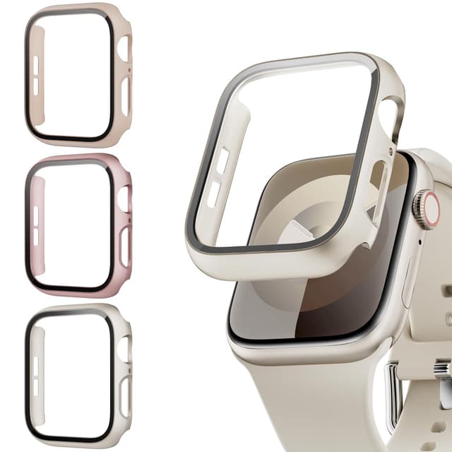 Lovmunia 3-Stück Schutzhülle mit Displayschutzfolie für Apple Watch 44mm