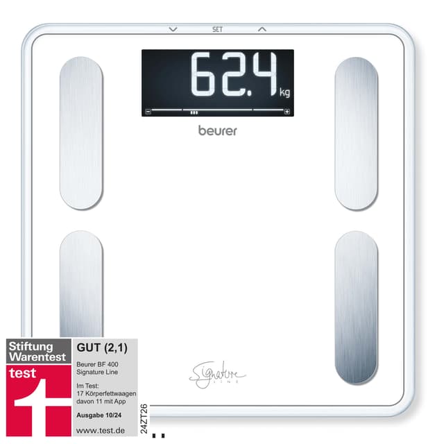 Beurer BF 400 weiße Diagnosewaage Signature Line 🌟 Präzise Körperanalyse für bis zu 10 Personen